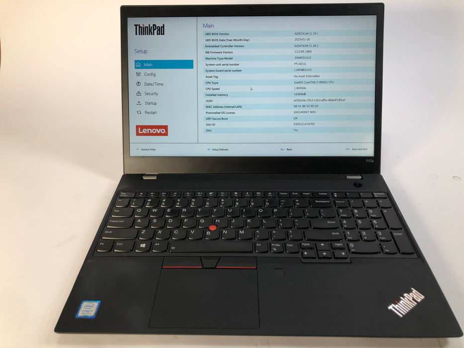 Lenovo ThinkPad P53s 15.6" Intel Core i7-8565U 1TB SSD 16GB RAM B Win 11 Pro Quadro P520