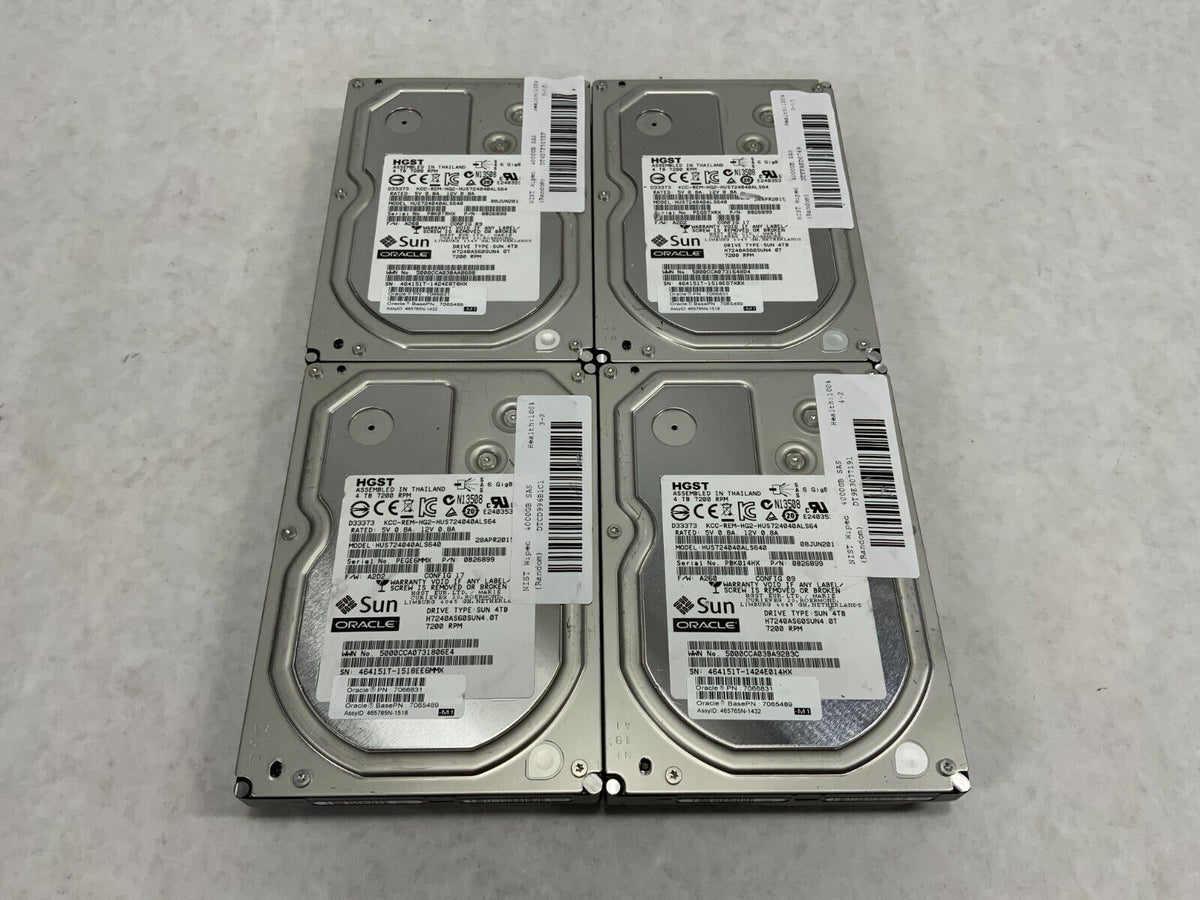 Lot of 4 - 4TB (SAS) HGST HUS724040ALS640 0B26899 3.5