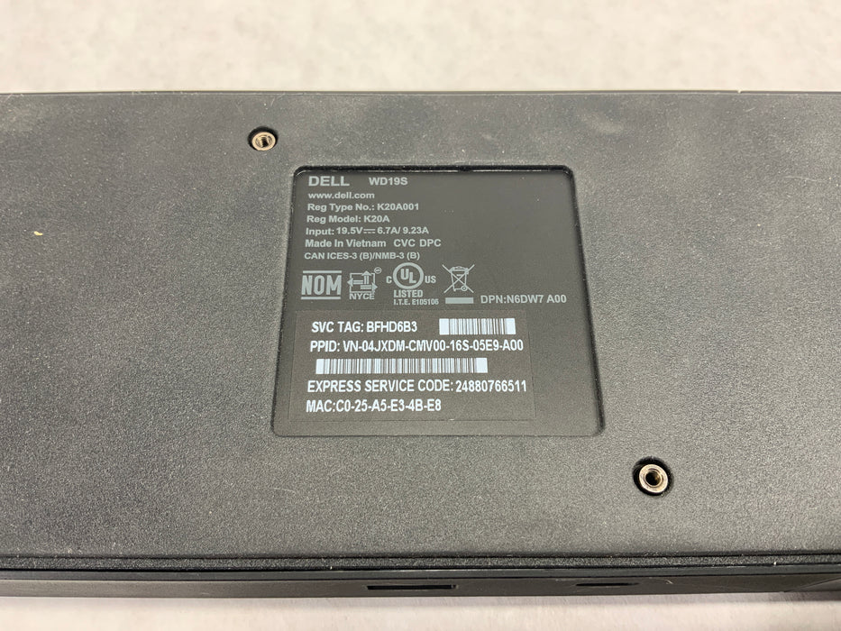 Dell K20A WD19S USB-C Docking Station