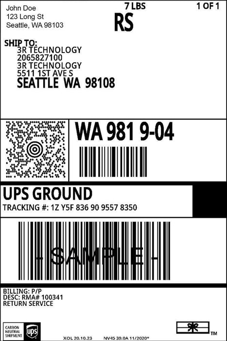 SimplEcycle Laptop Shipping Label — 3R Technology